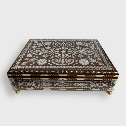 Mother of Pearl inlaid wooden box (Large)